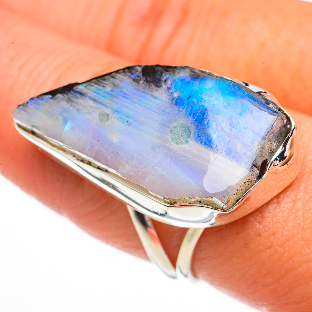 Rainbow Moonstone Rings handcrafted by Anasilvercos - RING70879