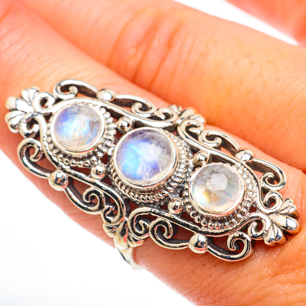 Rainbow Moonstone Rings handcrafted by Anasilvercos - RING70880