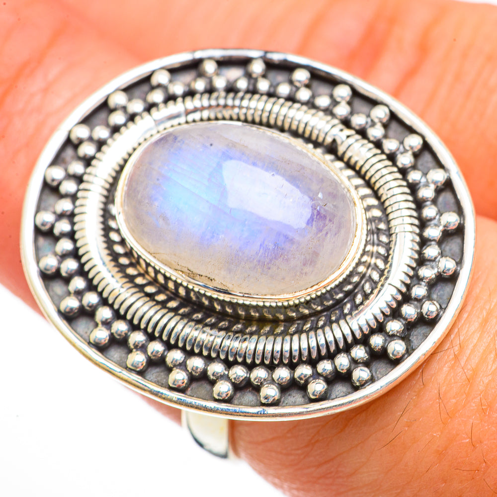 Rainbow Moonstone Rings handcrafted by Anasilvercos - RING70881