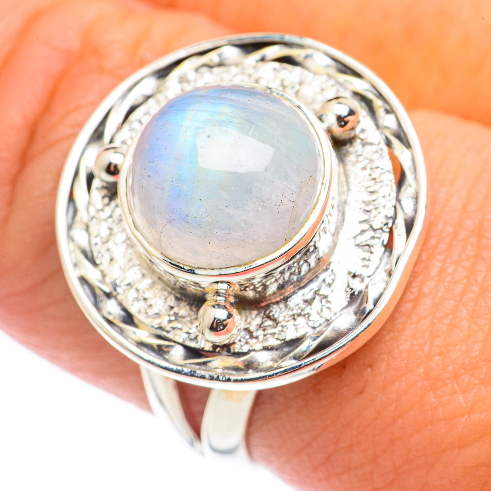 Rainbow Moonstone Rings handcrafted by Anasilvercos - RING70959