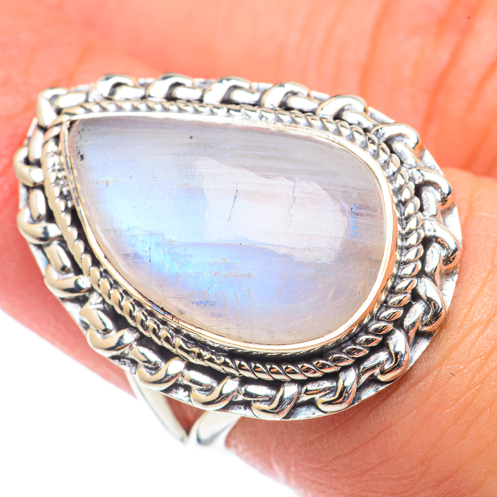 Rainbow Moonstone Rings handcrafted by Anasilvercos - RING70960