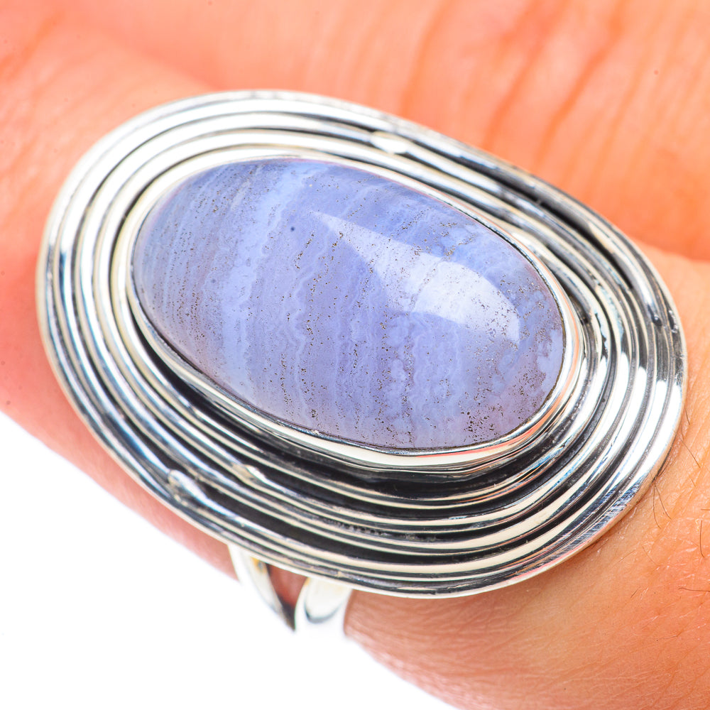 Blue Lace Agate Rings handcrafted by Anasilvercos - RING70961