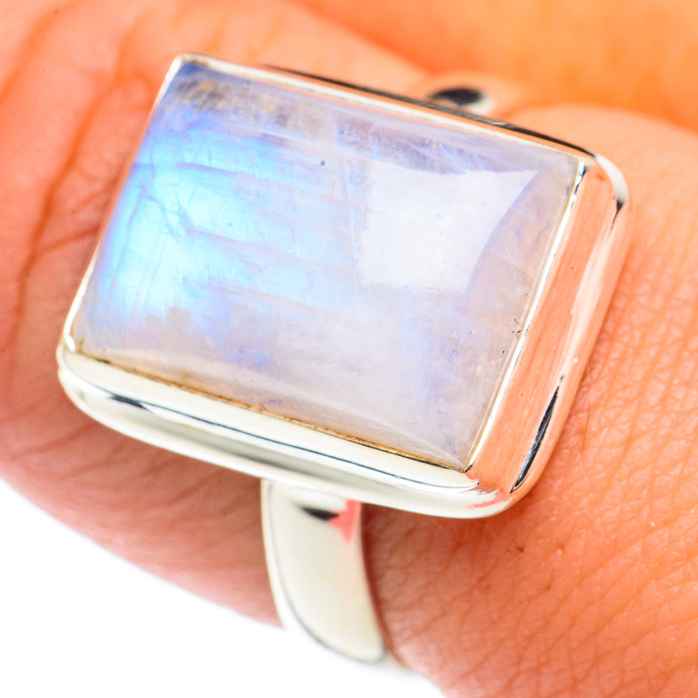 Rainbow Moonstone Rings handcrafted by Anasilvercos - RING70998