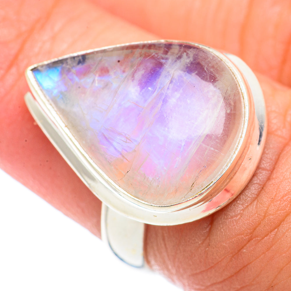Rainbow Moonstone Rings handcrafted by Anasilvercos - RING70999