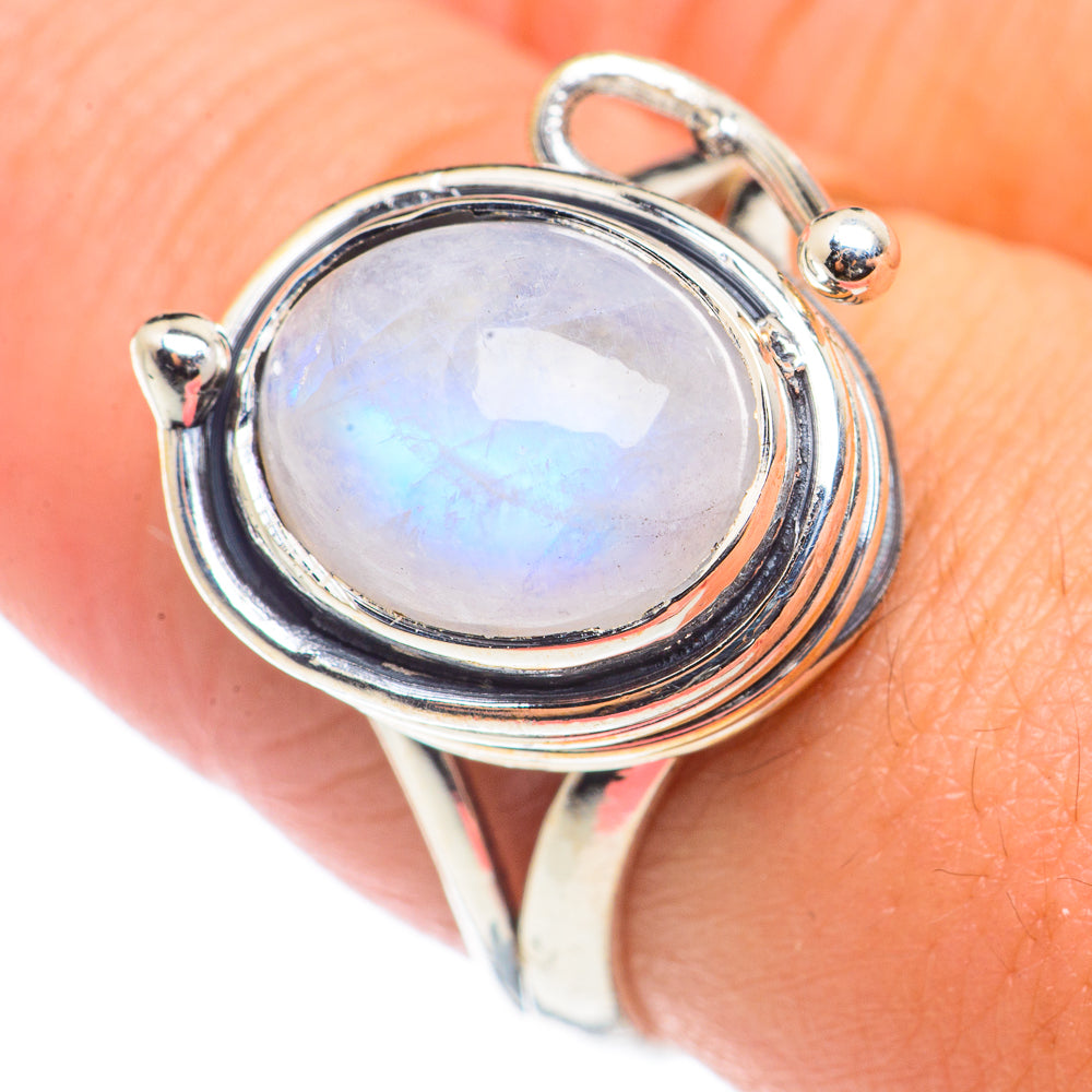 Rainbow Moonstone Rings handcrafted by Anasilvercos - RING71032