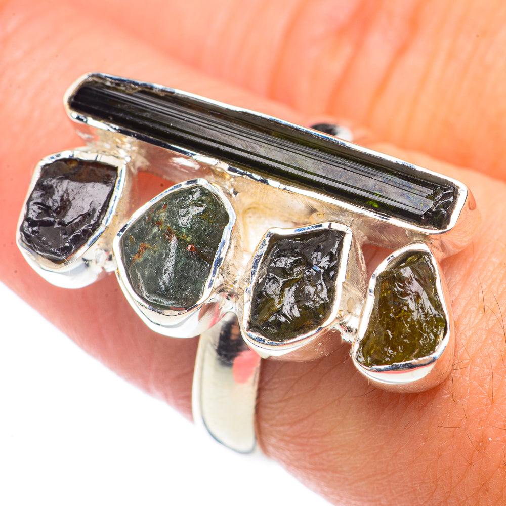 Green Tourmaline Rings handcrafted by Anasilvercos - RING71038