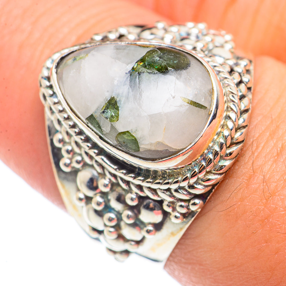 Green Tourmaline in Quartz Rings handcrafted by Anasilvercos - RING71107