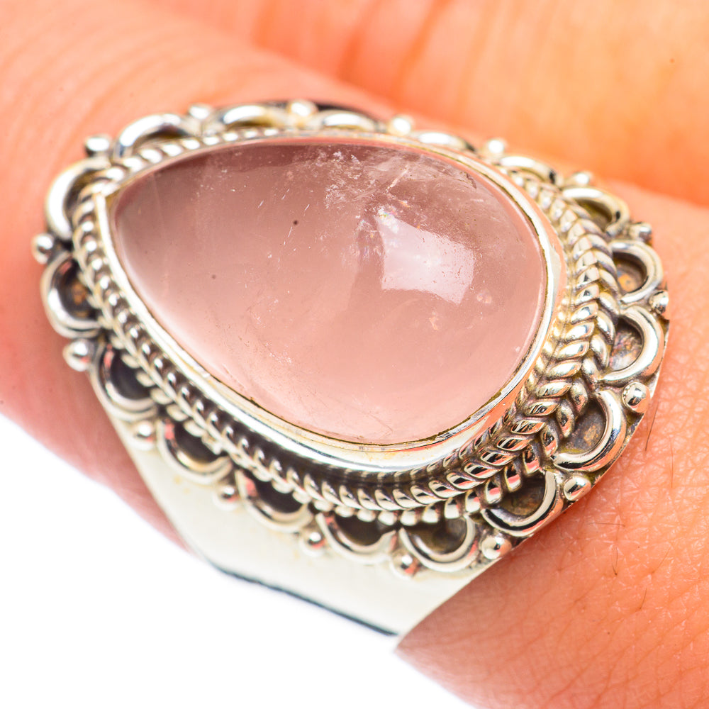 Rose Quartz Rings handcrafted by Anasilvercos - RING71133