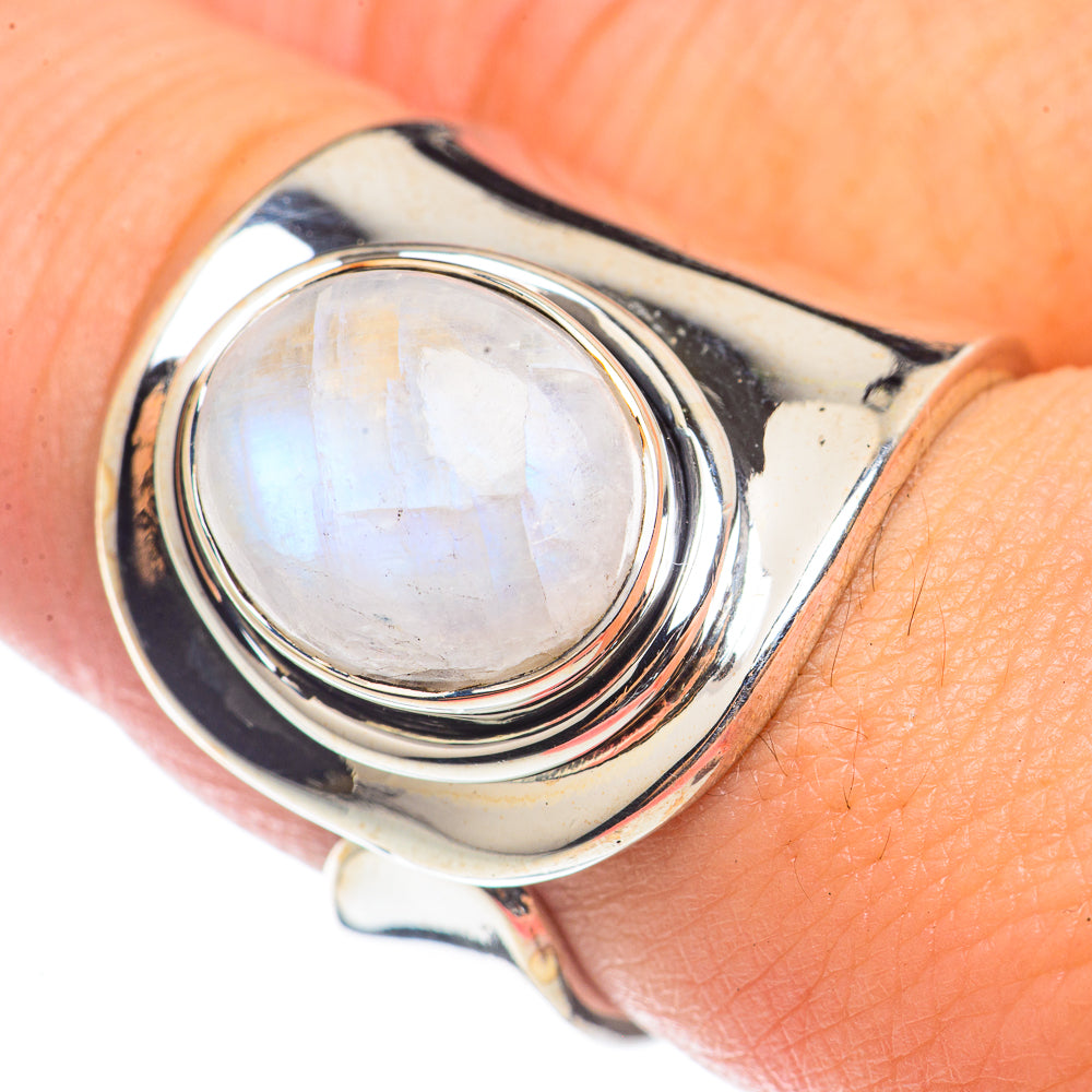 Rainbow Moonstone Rings handcrafted by Anasilvercos - RING71146