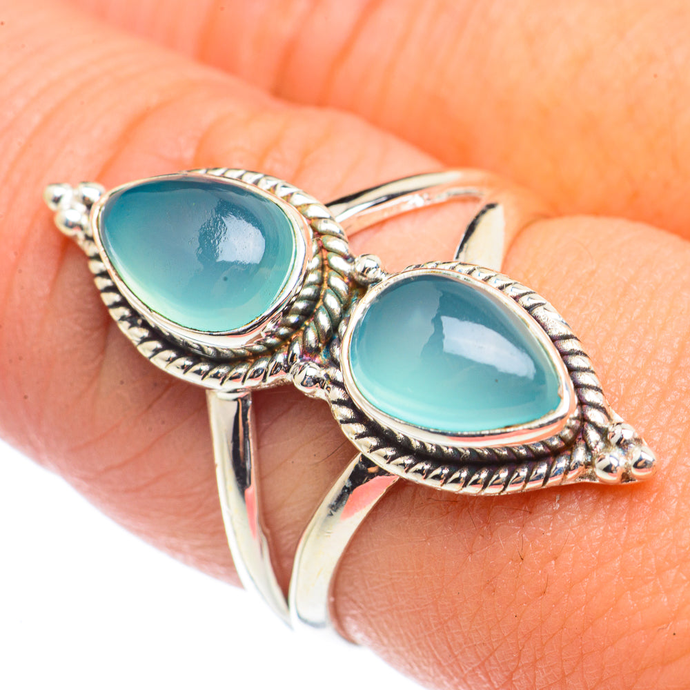 Aqua Chalcedony Rings handcrafted by Anasilvercos - RING71151
