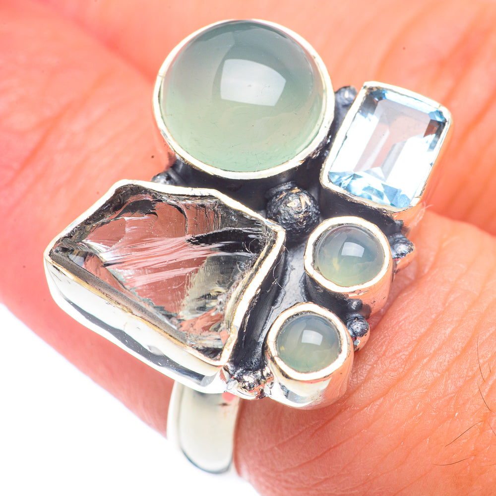 Aqua Chalcedony Rings handcrafted by Anasilvercos - RING71188