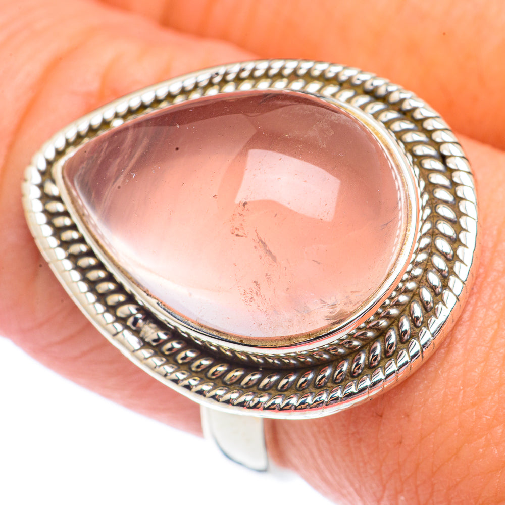 Rose Quartz Rings handcrafted by Anasilvercos - RING71204