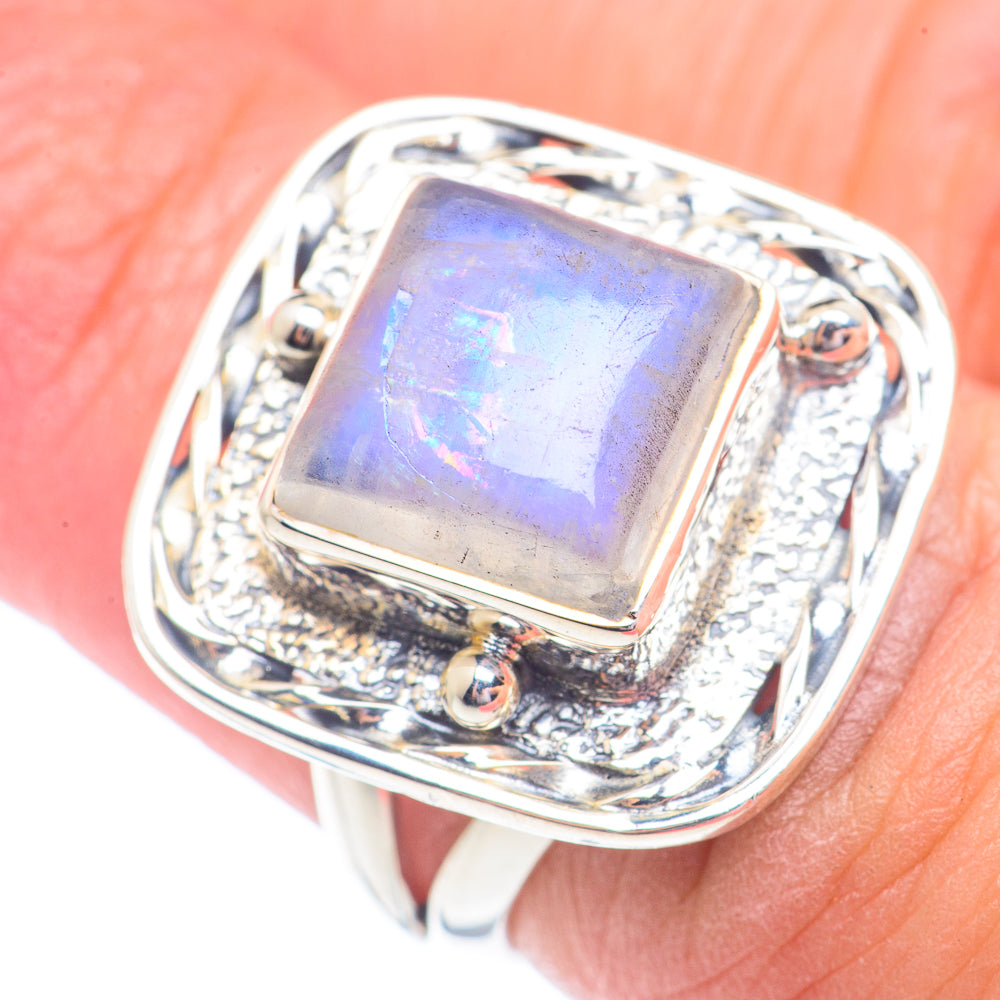 Rainbow Moonstone Rings handcrafted by Anasilvercos - RING71255