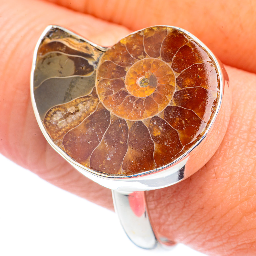 Ammonite Fossil Rings handcrafted by Anasilvercos - RING71310
