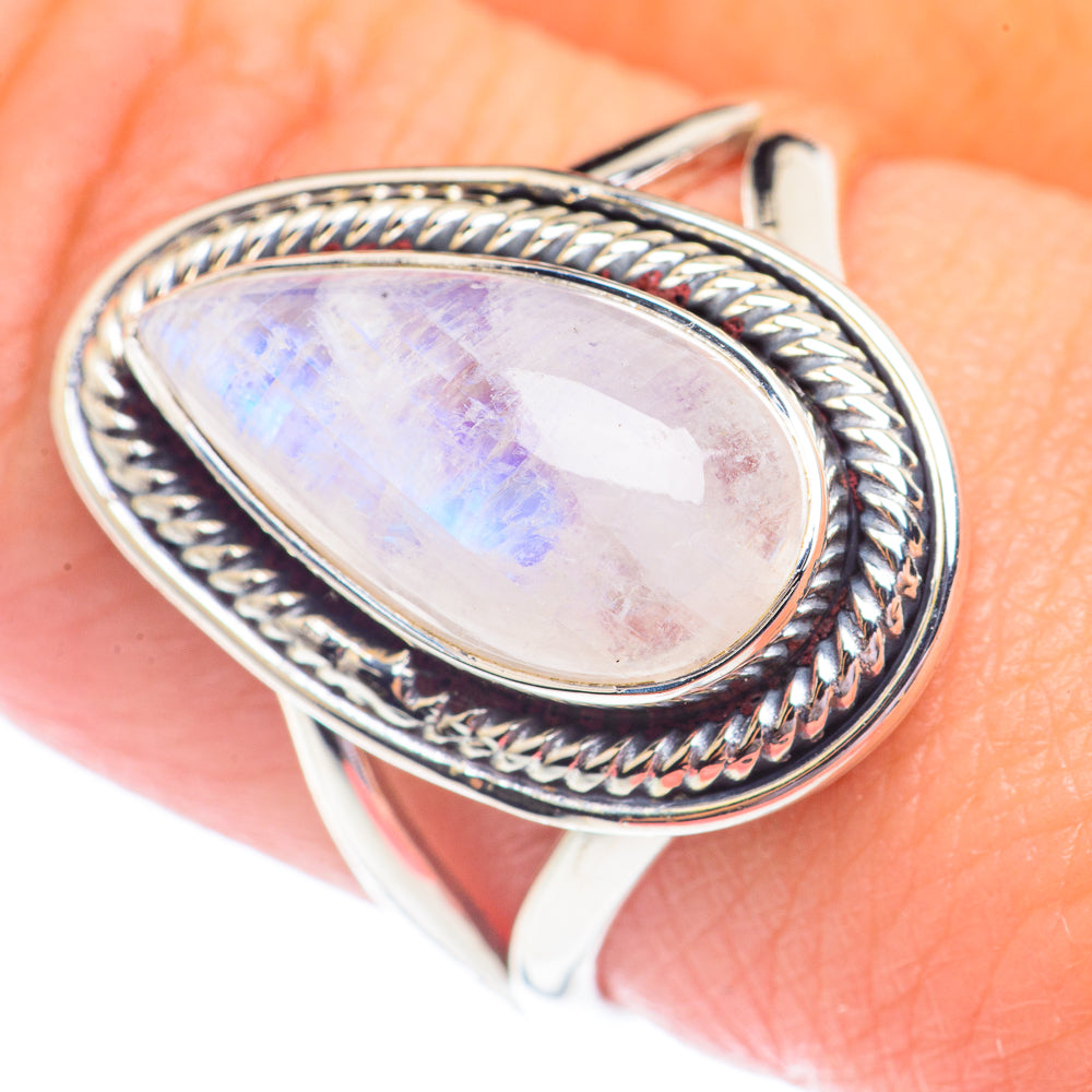 Rainbow Moonstone Rings handcrafted by Anasilvercos - RING71332
