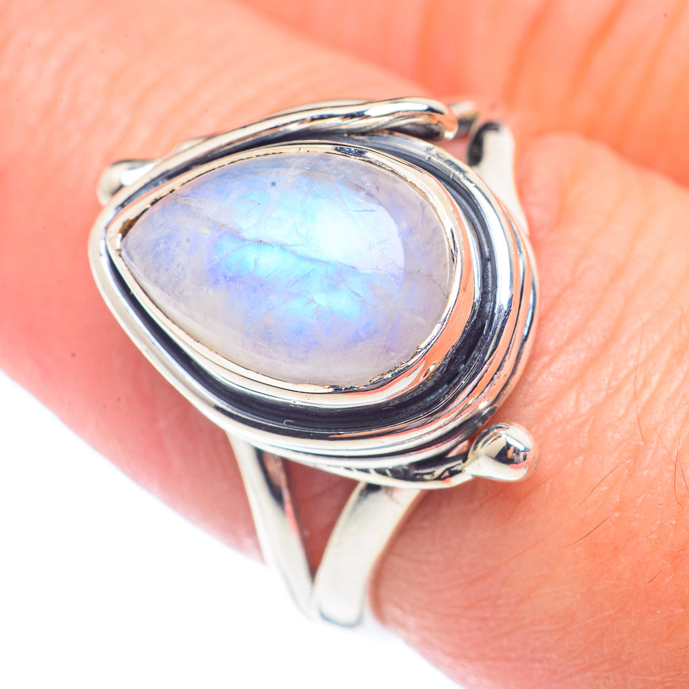 Rainbow Moonstone Rings handcrafted by Anasilvercos - RING71334