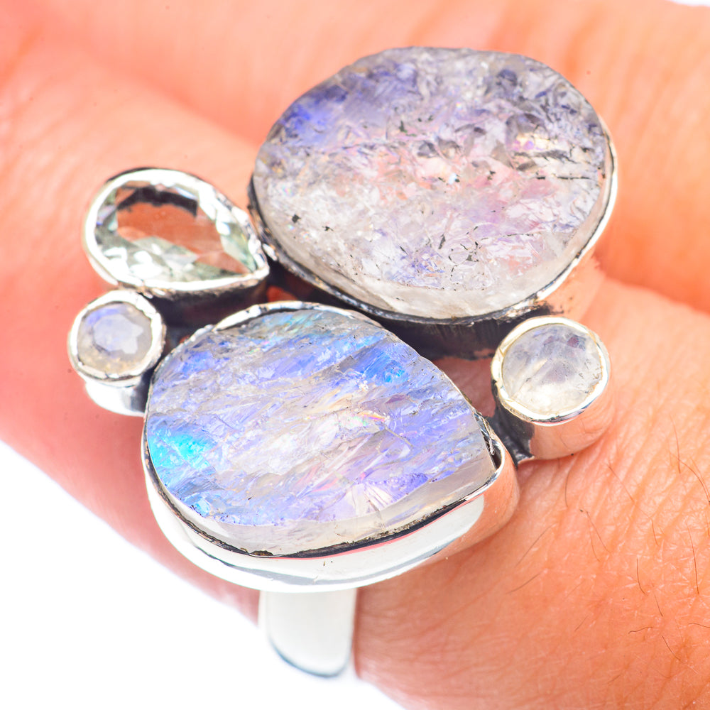 Rainbow Moonstone Rings handcrafted by Anasilvercos - RING71367