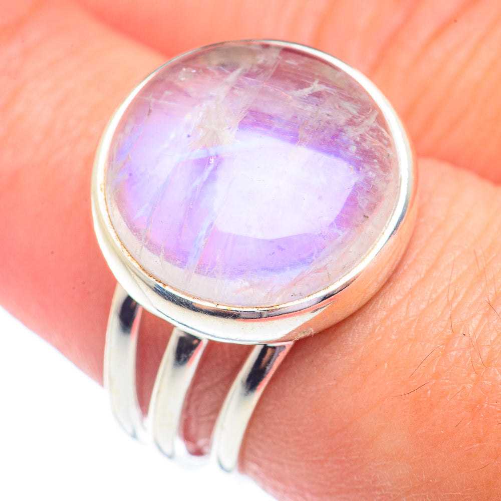 Rainbow Moonstone Rings handcrafted by Anasilvercos - RING71368