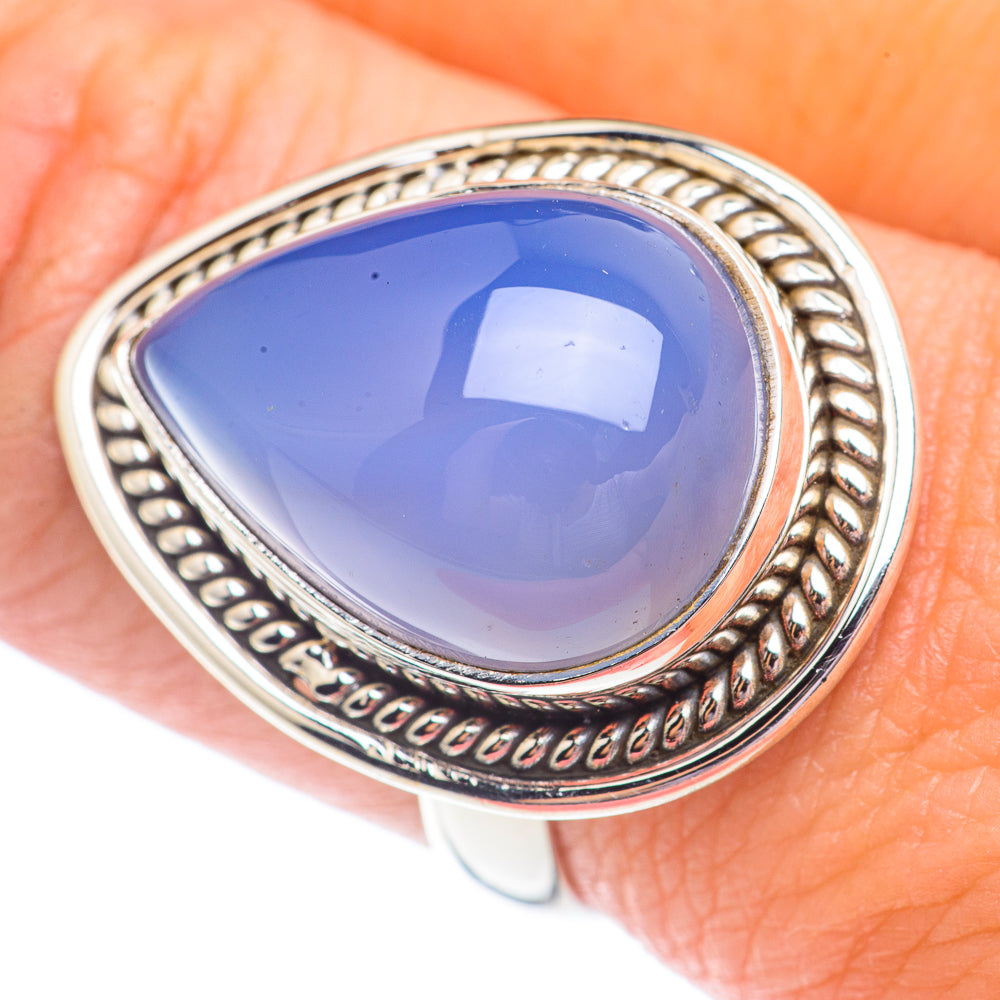 Aqua Chalcedony Rings handcrafted by Anasilvercos - RING71374