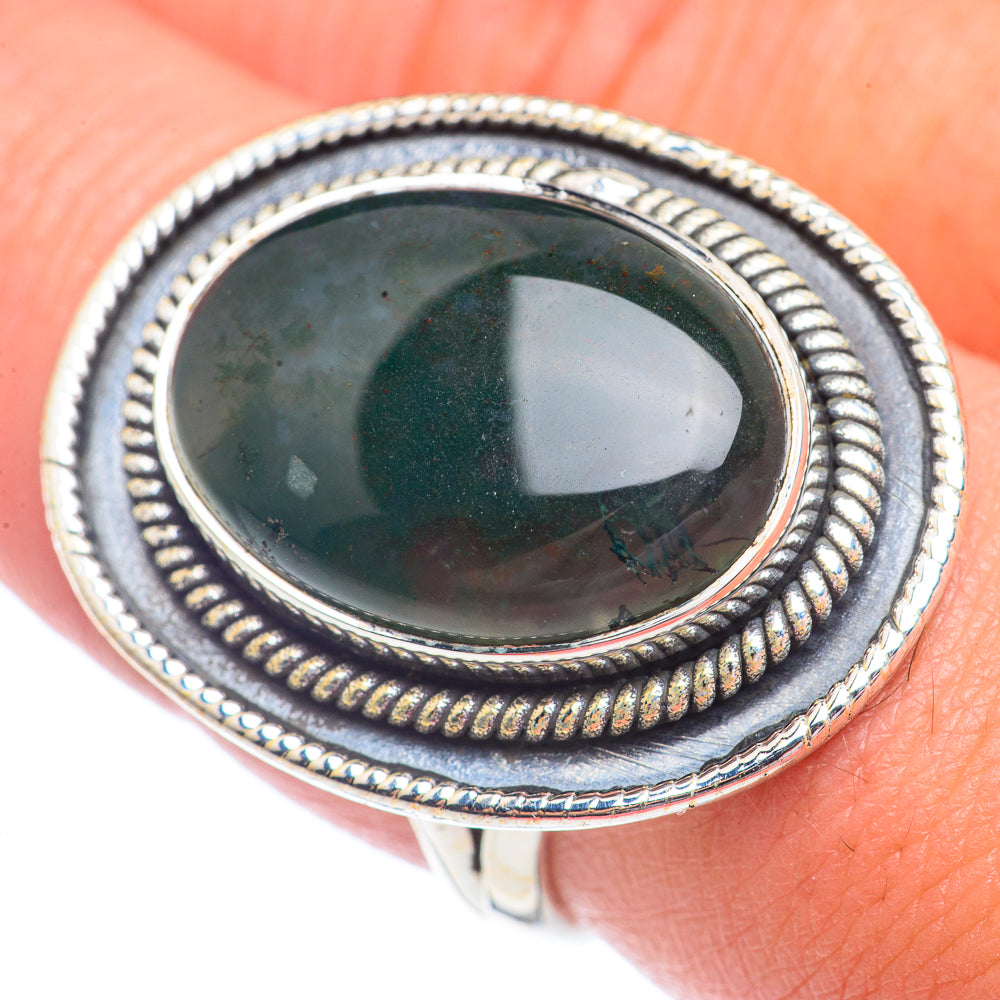Green Moss Agate Rings handcrafted by Anasilvercos - RING71386