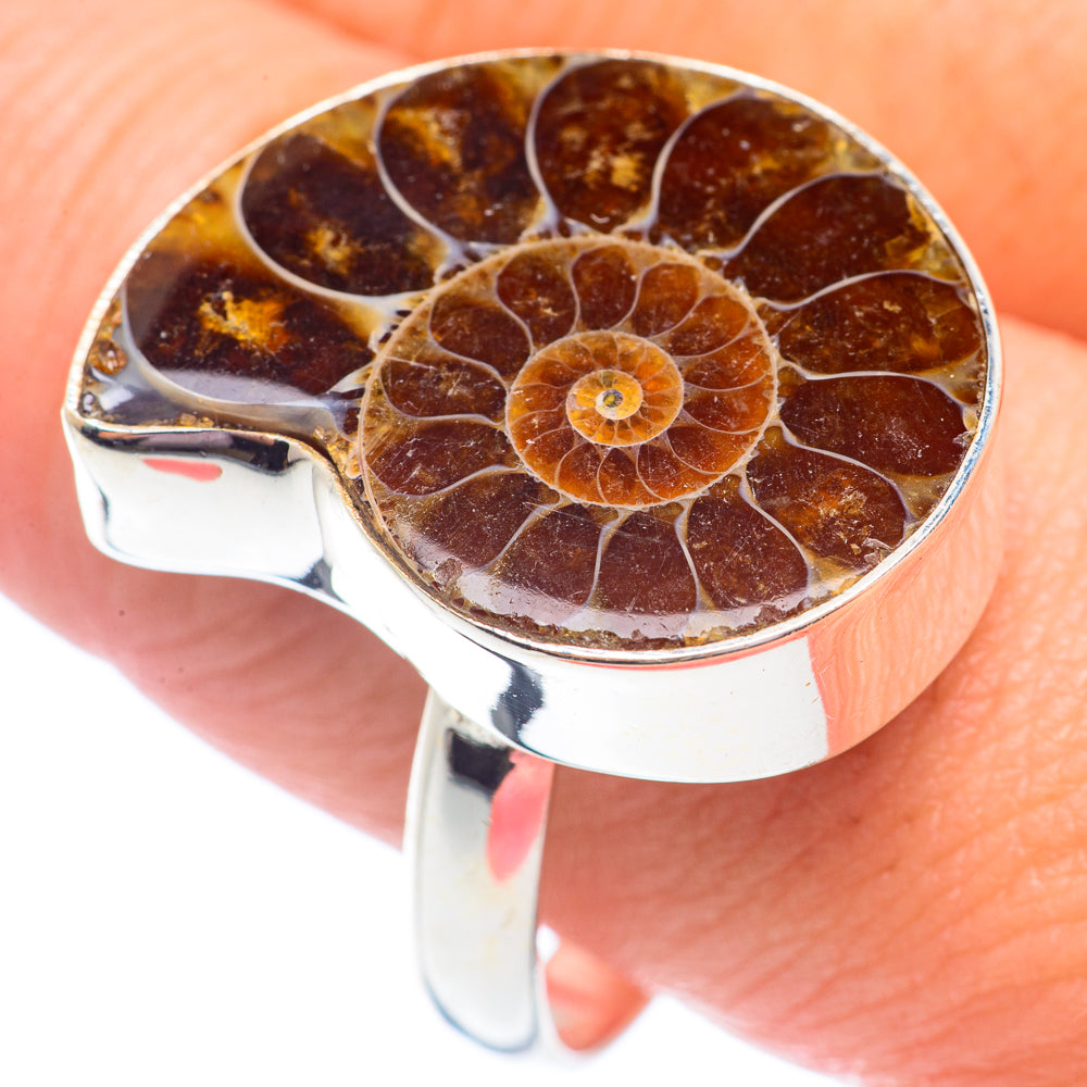 Ammonite Fossil Rings handcrafted by Anasilvercos - RING71388