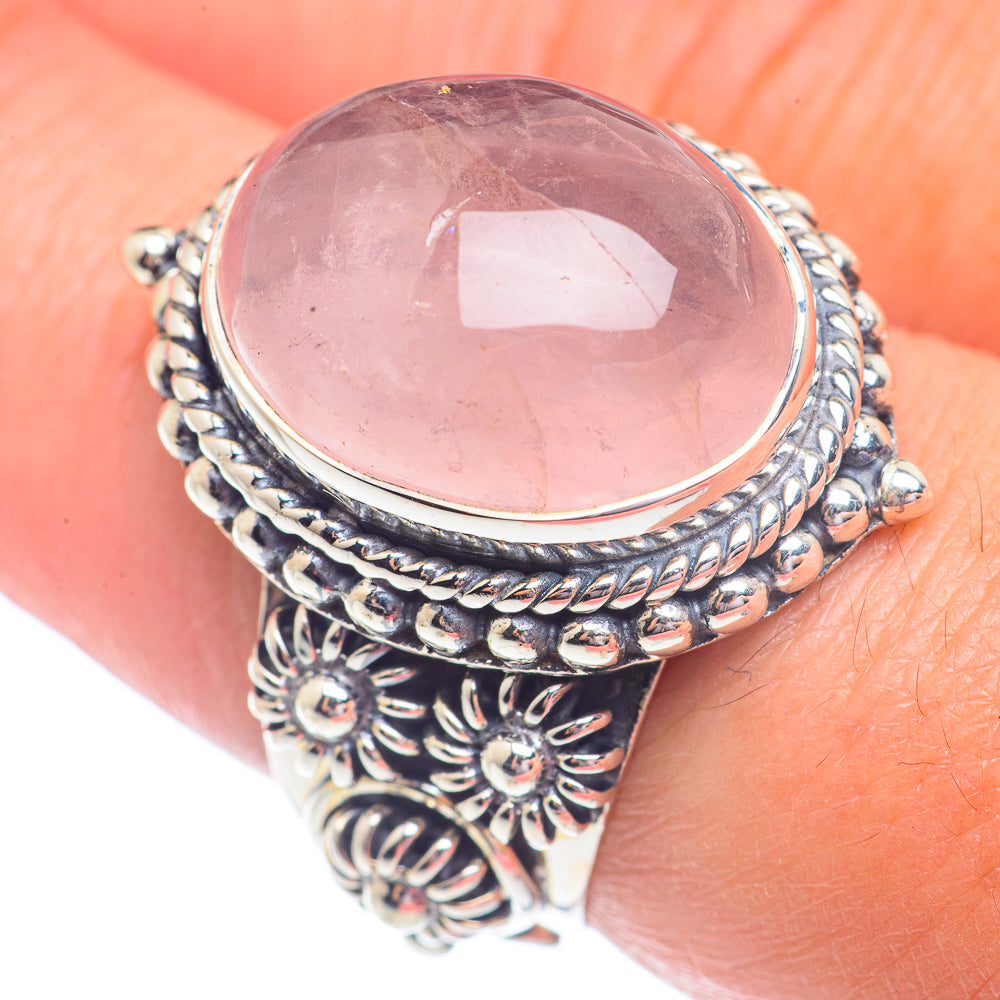 Rose Quartz Rings handcrafted by Anasilvercos - RING71398