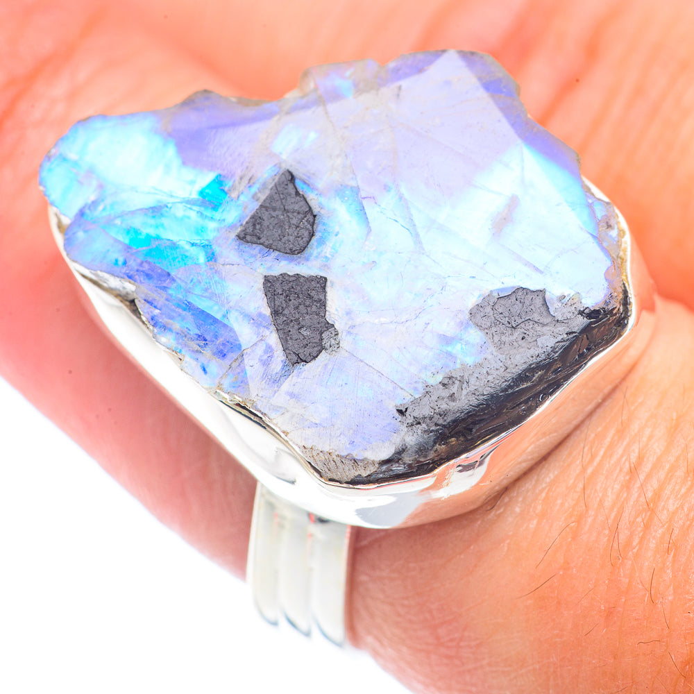 Rainbow Moonstone Rings handcrafted by Anasilvercos - RING71406