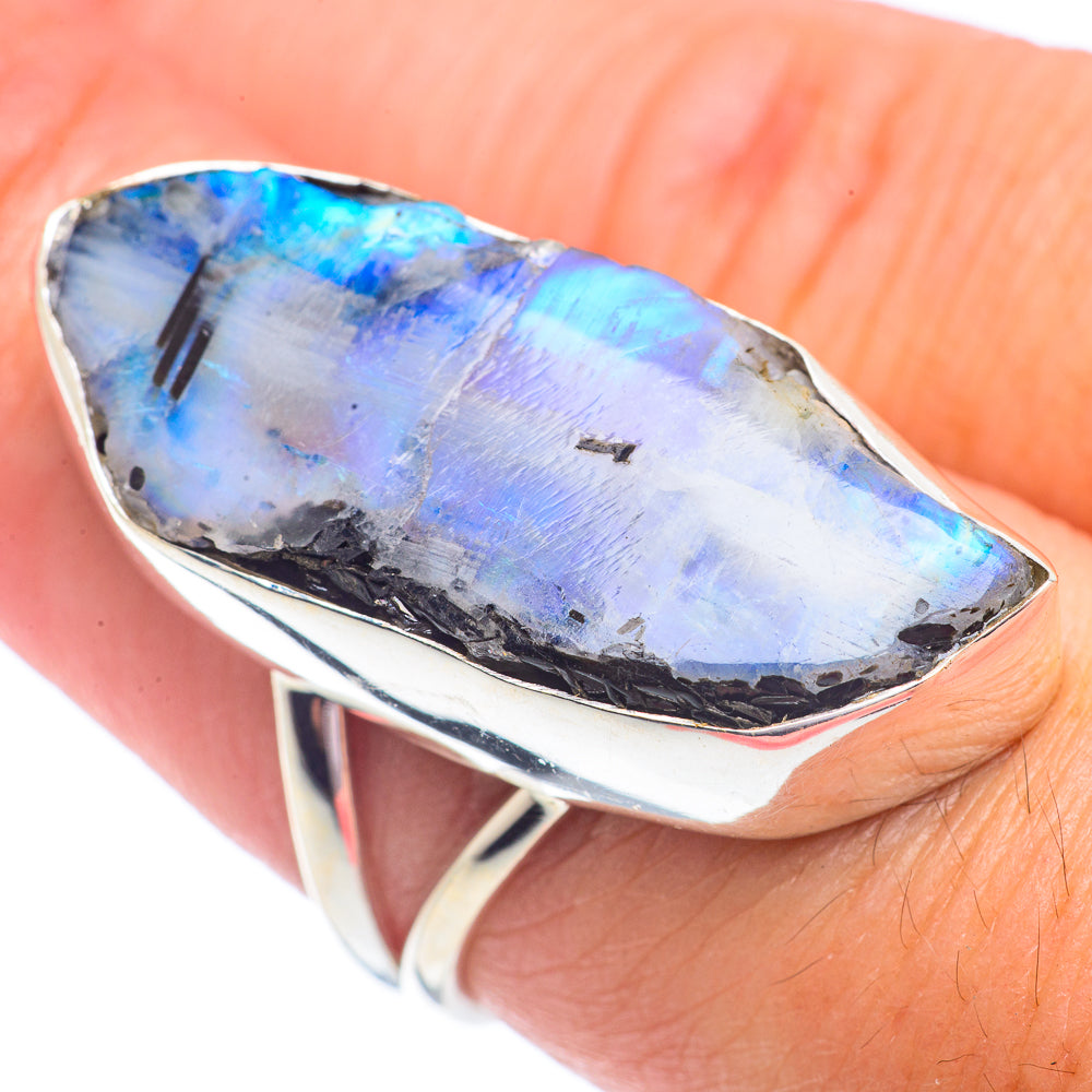 Rainbow Moonstone Rings handcrafted by Anasilvercos - RING71410