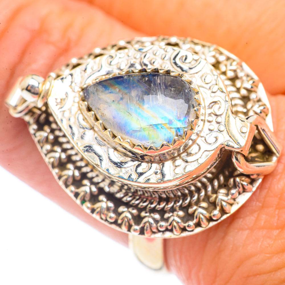 Rainbow Moonstone Rings handcrafted by Anasilvercos - RING71411