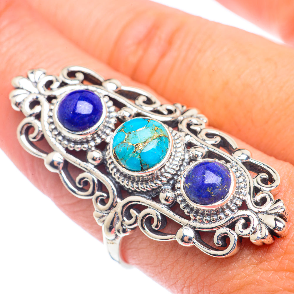 Blue Copper Composite Turquoise Rings handcrafted by Anasilvercos - RING71418