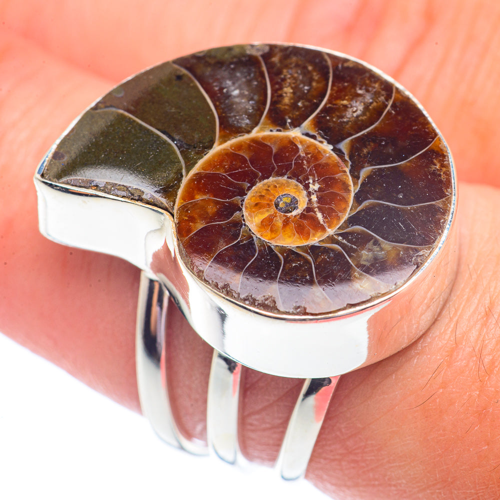 Ammonite Fossil Rings handcrafted by Anasilvercos - RING71431