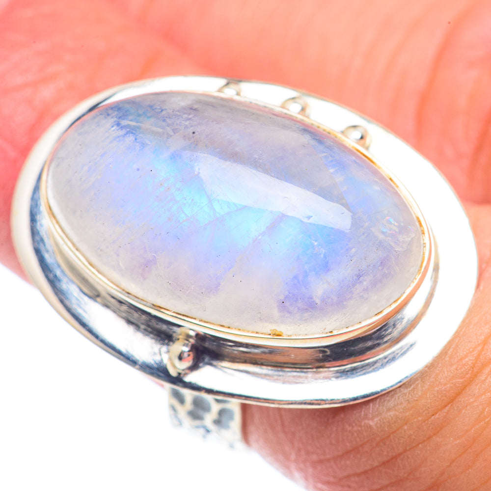 Rainbow Moonstone Rings handcrafted by Anasilvercos - RING71449