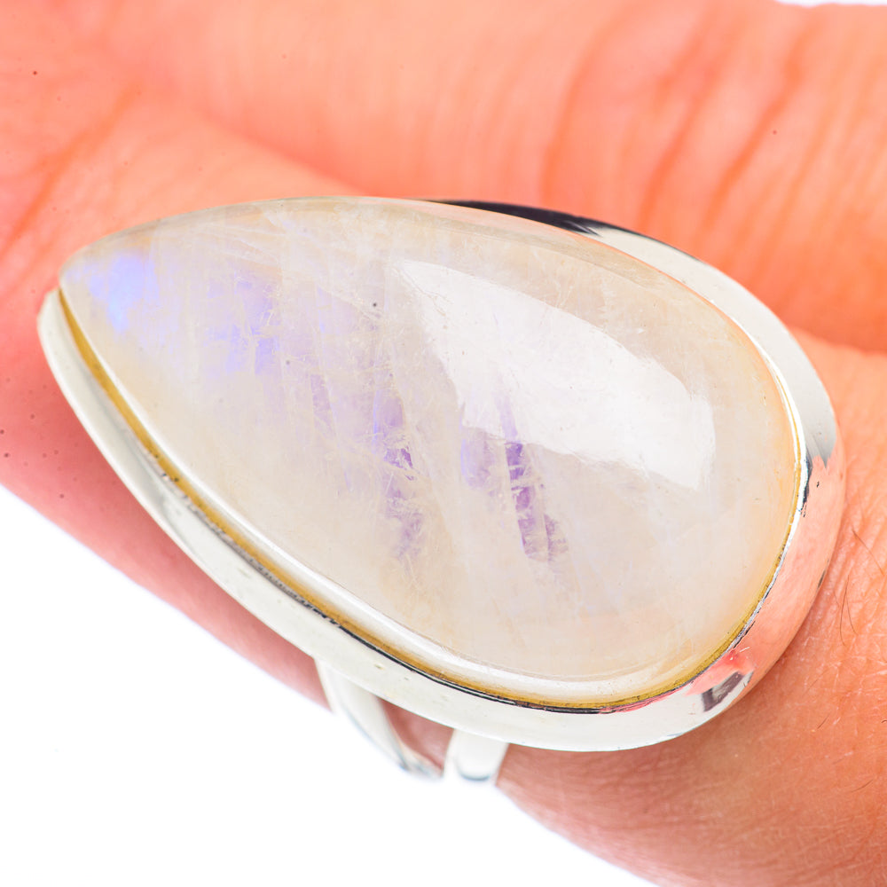 Rainbow Moonstone Rings handcrafted by Anasilvercos - RING71452
