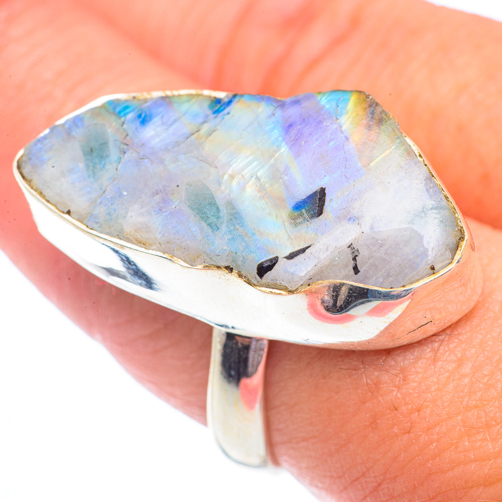 Rainbow Moonstone Rings handcrafted by Anasilvercos - RING71486