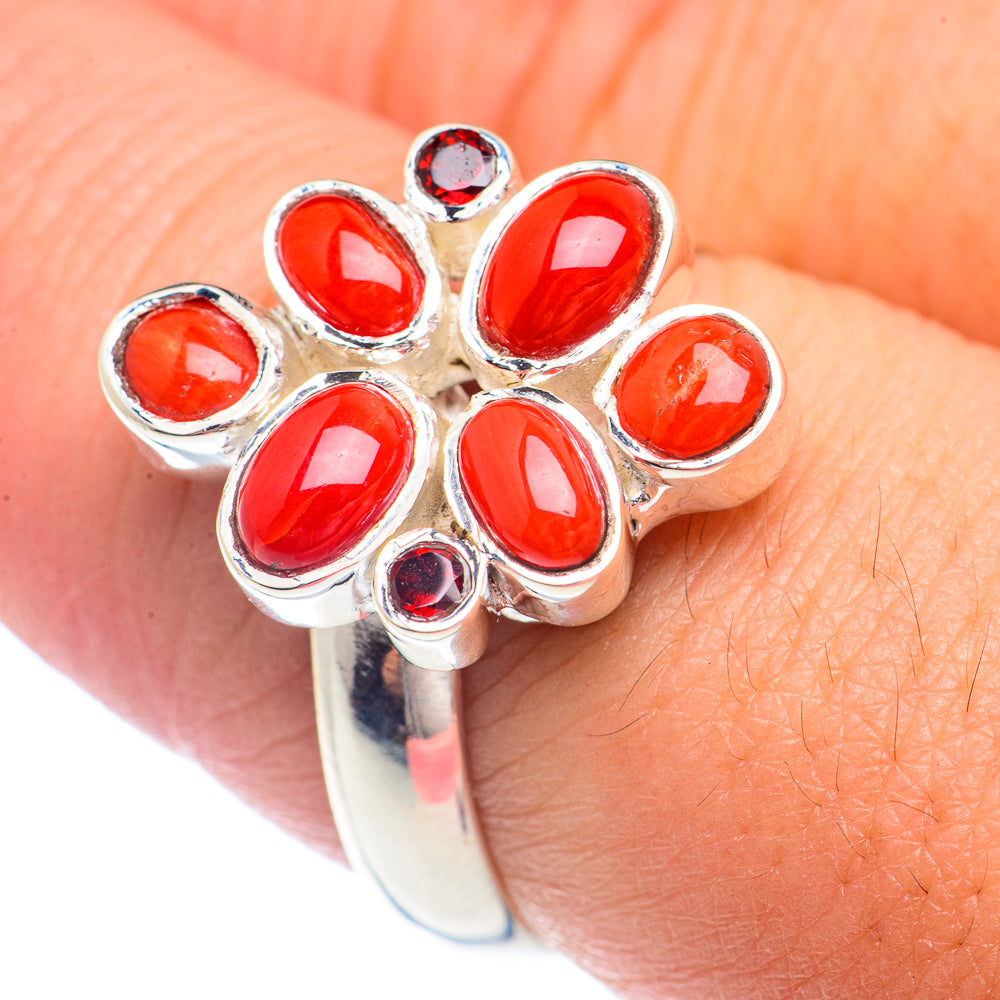 Red Coral Rings handcrafted by Anasilvercos - RING71556