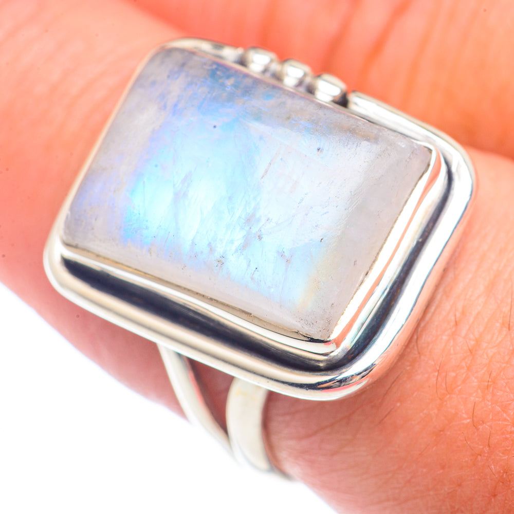 Rainbow Moonstone Rings handcrafted by Anasilvercos - RING71561