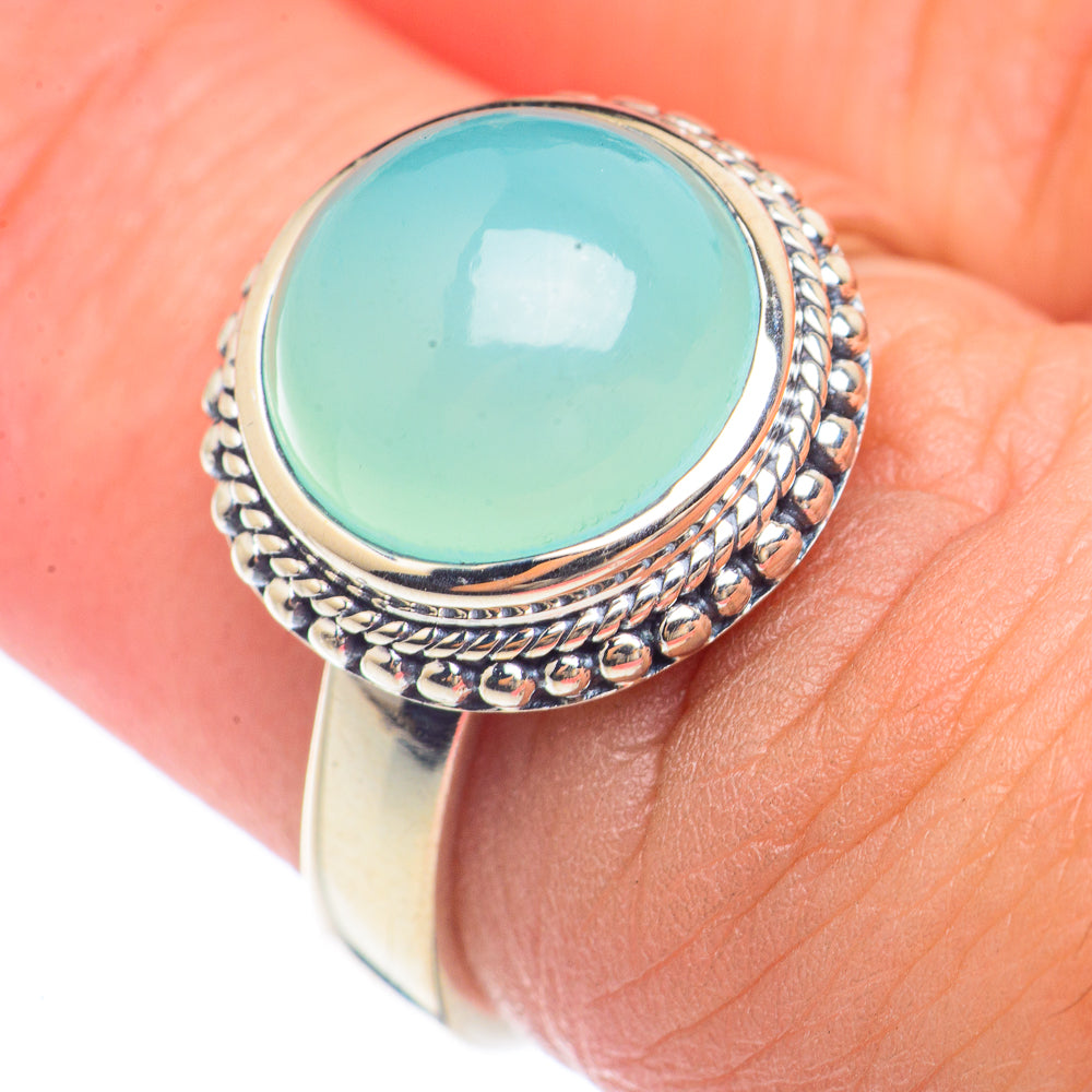 Aqua Chalcedony Rings handcrafted by Anasilvercos - RING71575