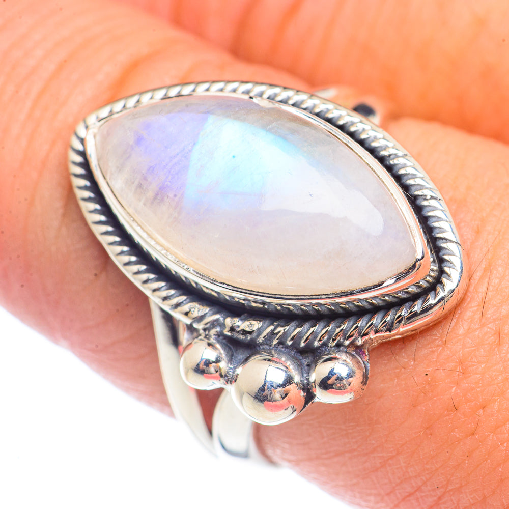 Rainbow Moonstone Rings handcrafted by Anasilvercos - RING71600