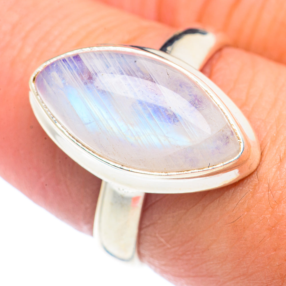 Rainbow Moonstone Rings handcrafted by Anasilvercos - RING71602