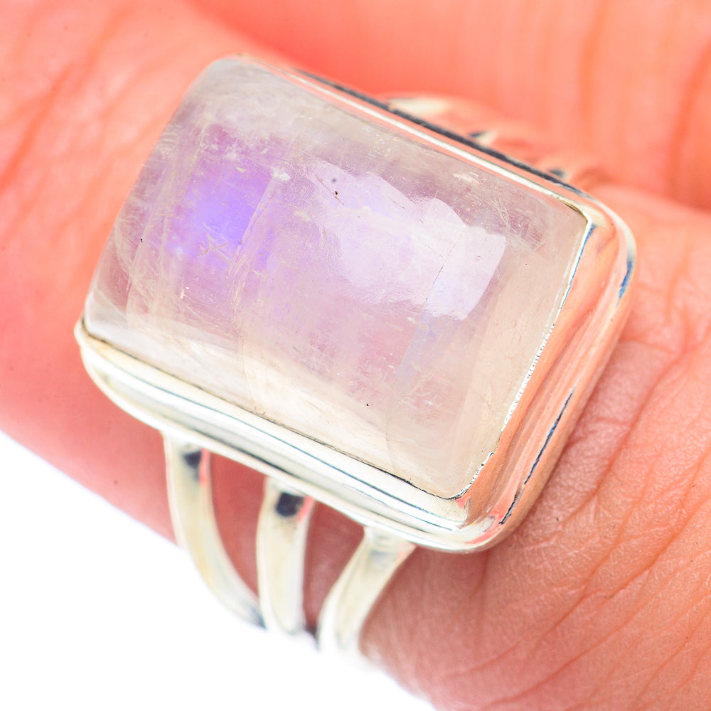 Rainbow Moonstone Rings handcrafted by Anasilvercos - RING71603