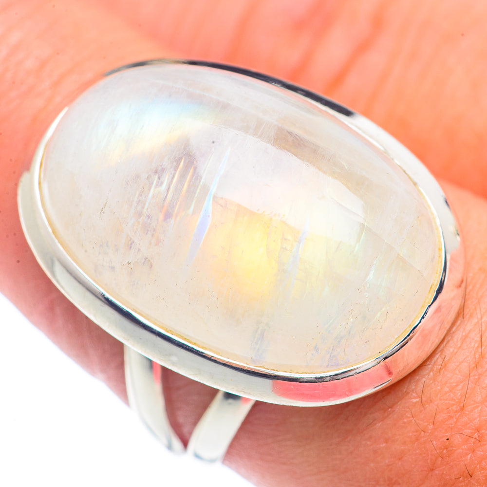 Rainbow Moonstone Rings handcrafted by Anasilvercos - RING71637