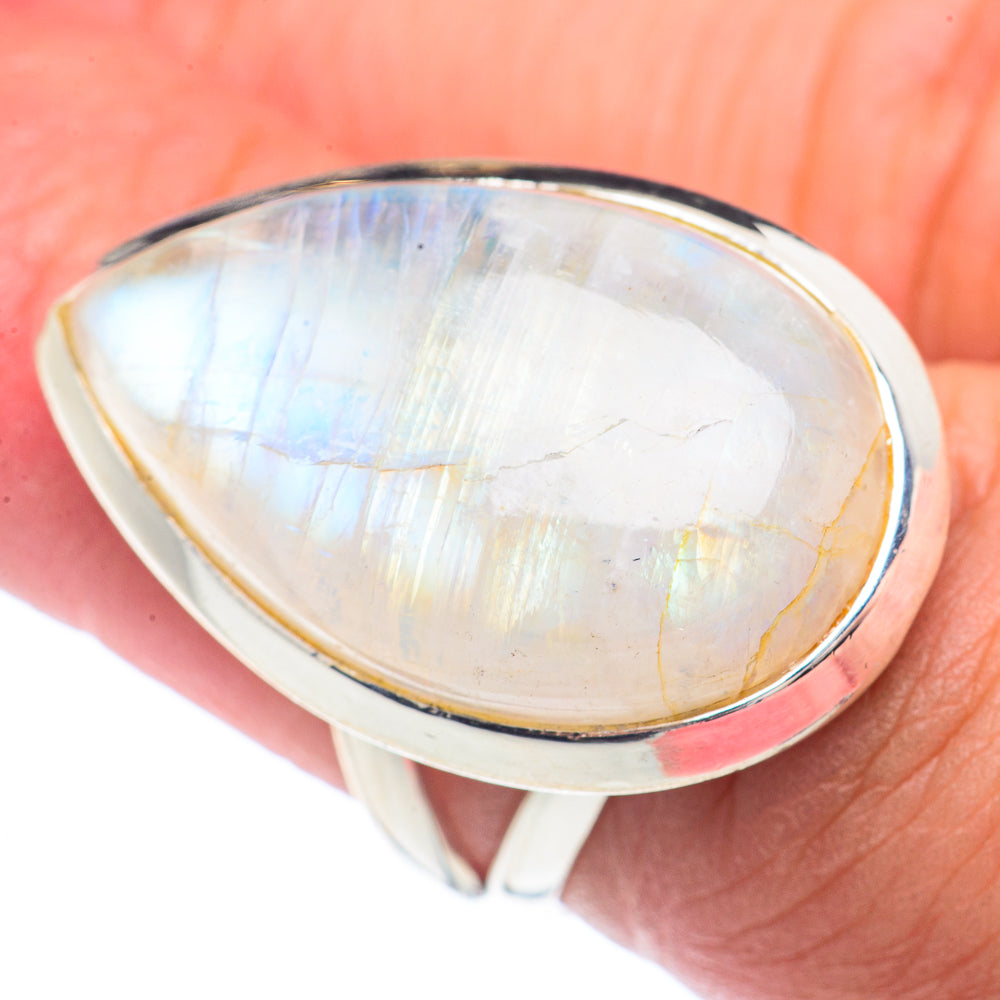 Rainbow Moonstone Rings handcrafted by Anasilvercos - RING71640