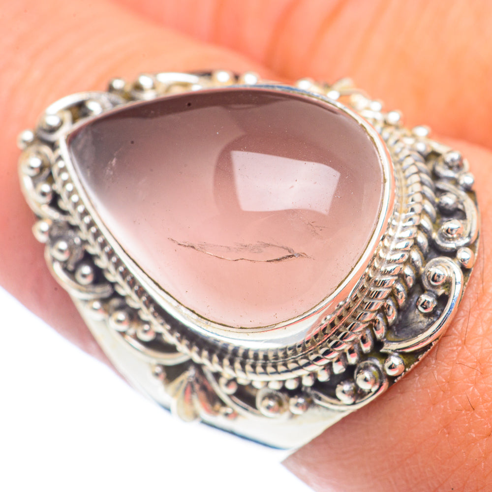 Rose Quartz Rings handcrafted by Anasilvercos - RING71664