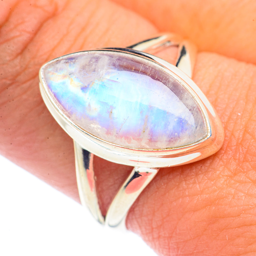 Rainbow Moonstone Rings handcrafted by Anasilvercos - RING71675