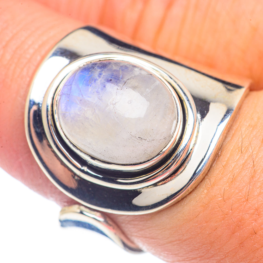 Rainbow Moonstone Rings handcrafted by Anasilvercos - RING71677