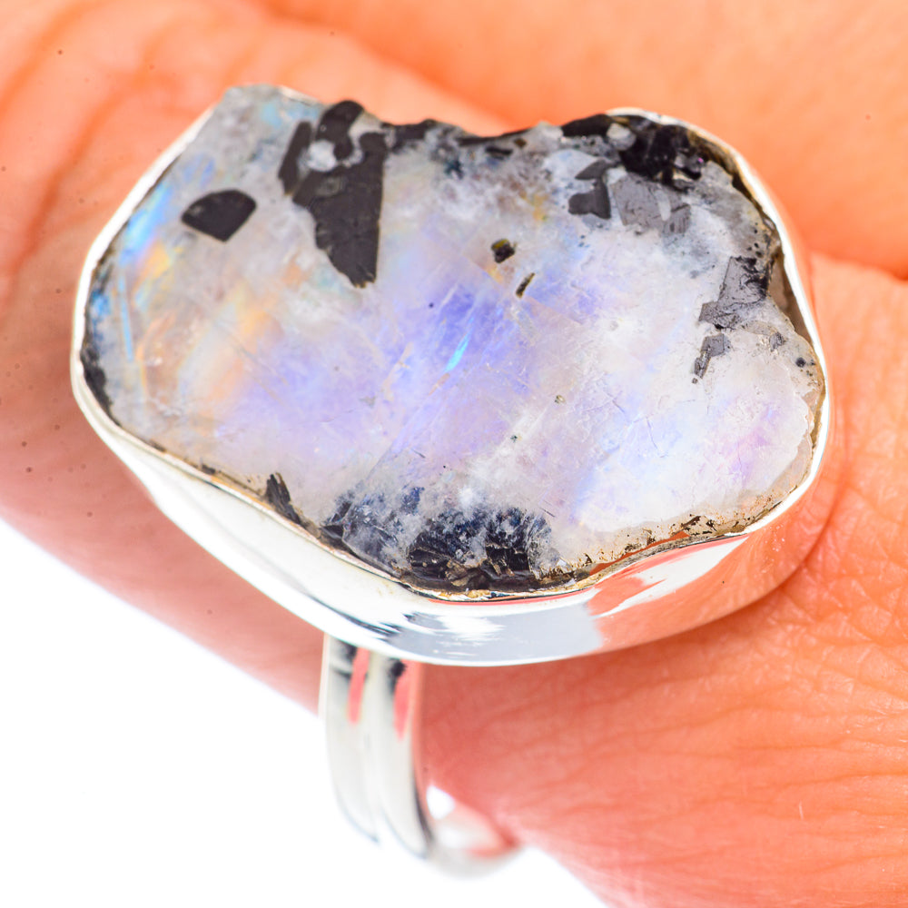 Rainbow Moonstone Rings handcrafted by Anasilvercos - RING71745