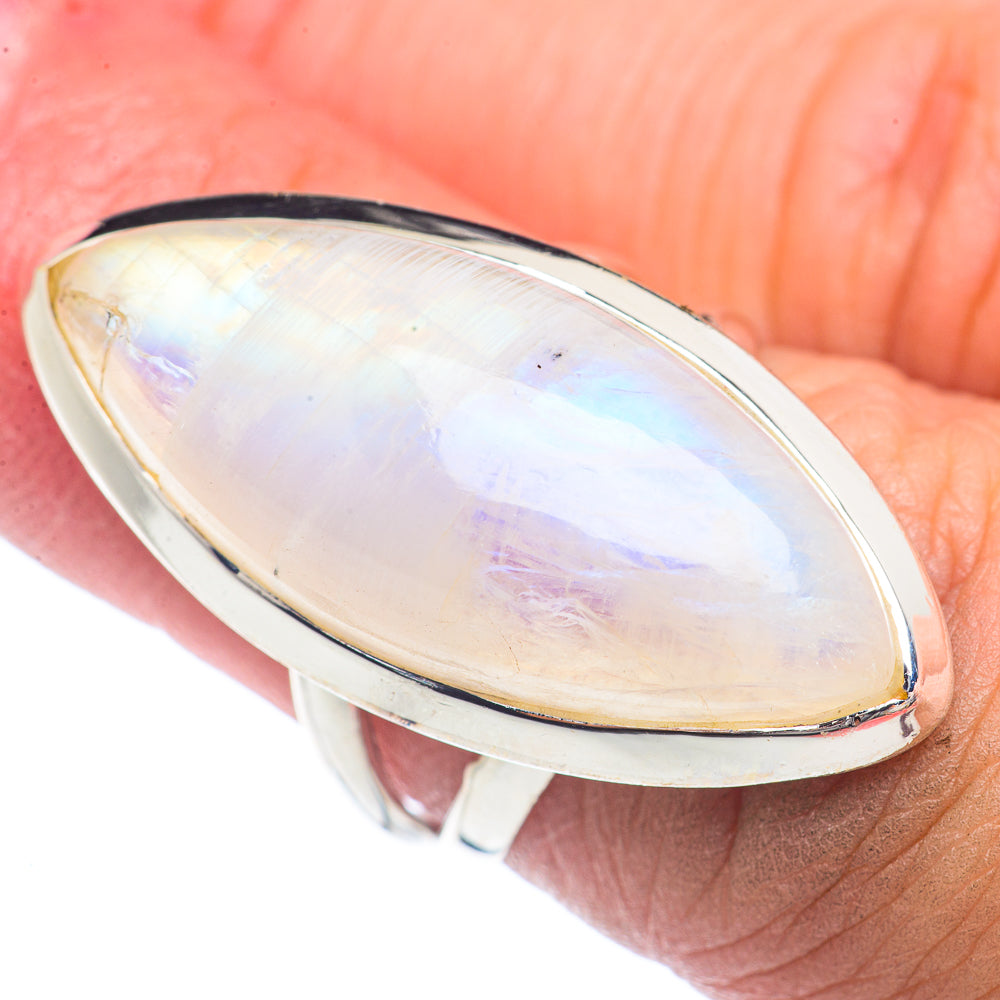 Rainbow Moonstone Rings handcrafted by Anasilvercos - RING71747