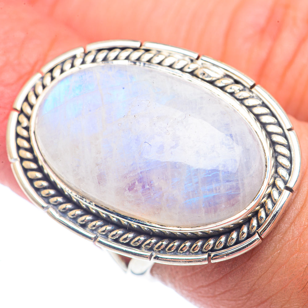 Rainbow Moonstone Rings handcrafted by Anasilvercos - RING71800