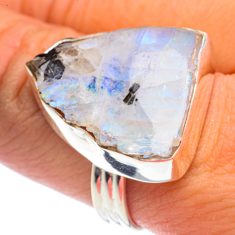 Rainbow Moonstone Rings handcrafted by Anasilvercos - RING71801