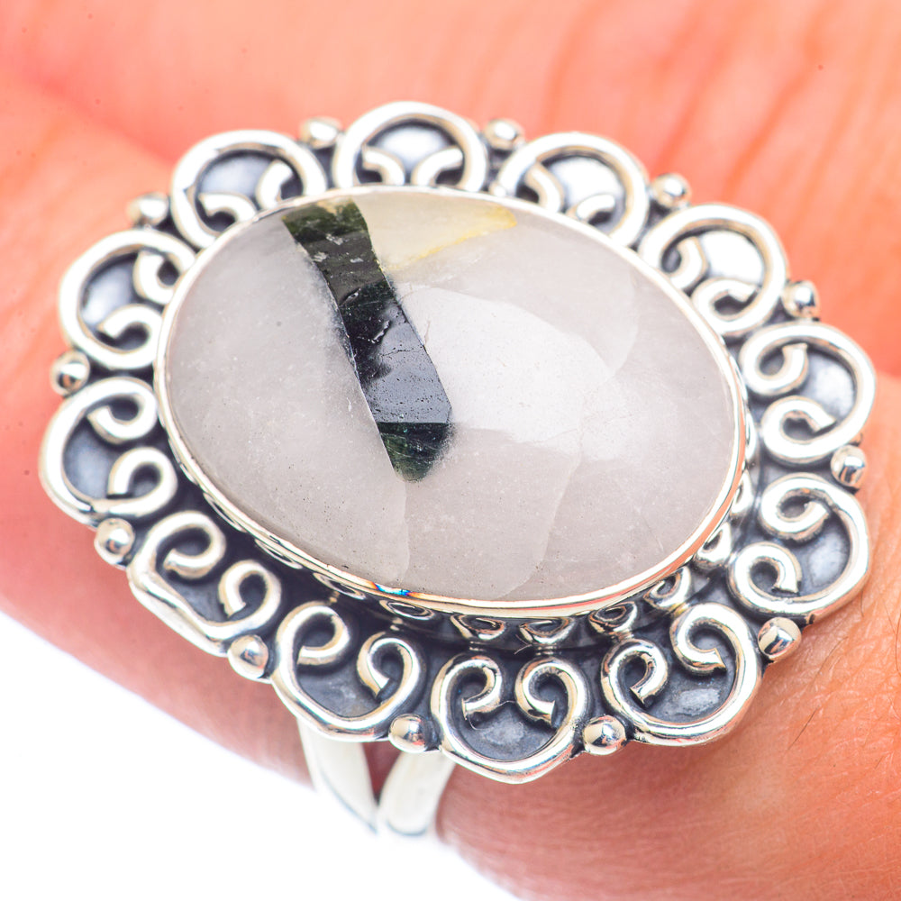 Green Tourmaline In Quartz Rings handcrafted by Anasilvercos - RING71804